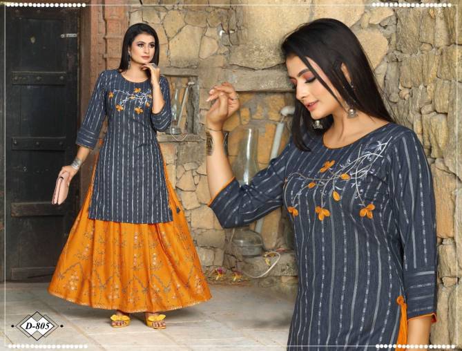 Beauty Qurrn  Heavy Ethnic Wear Rayon Printed Kurti With Skirt Collection